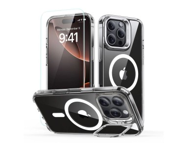 ESR Classic Hybrid Kickstand Halolock MagSafe Case Set with Stand + Tempered Glass for iPhone 16 Pro ESR Classic Hybrid Kickstand Halolock MagSafe Case Set with Stand + Tempered Glass for iPhone 16 Pro