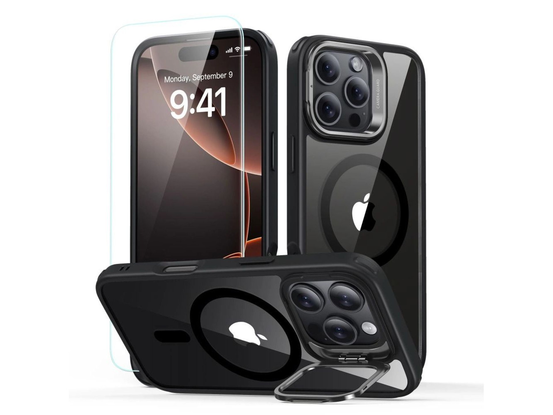 Conjunto de capa ESR Classic Hybrid com suporte, Halolock e MagSafe + película de vidro temperado pa