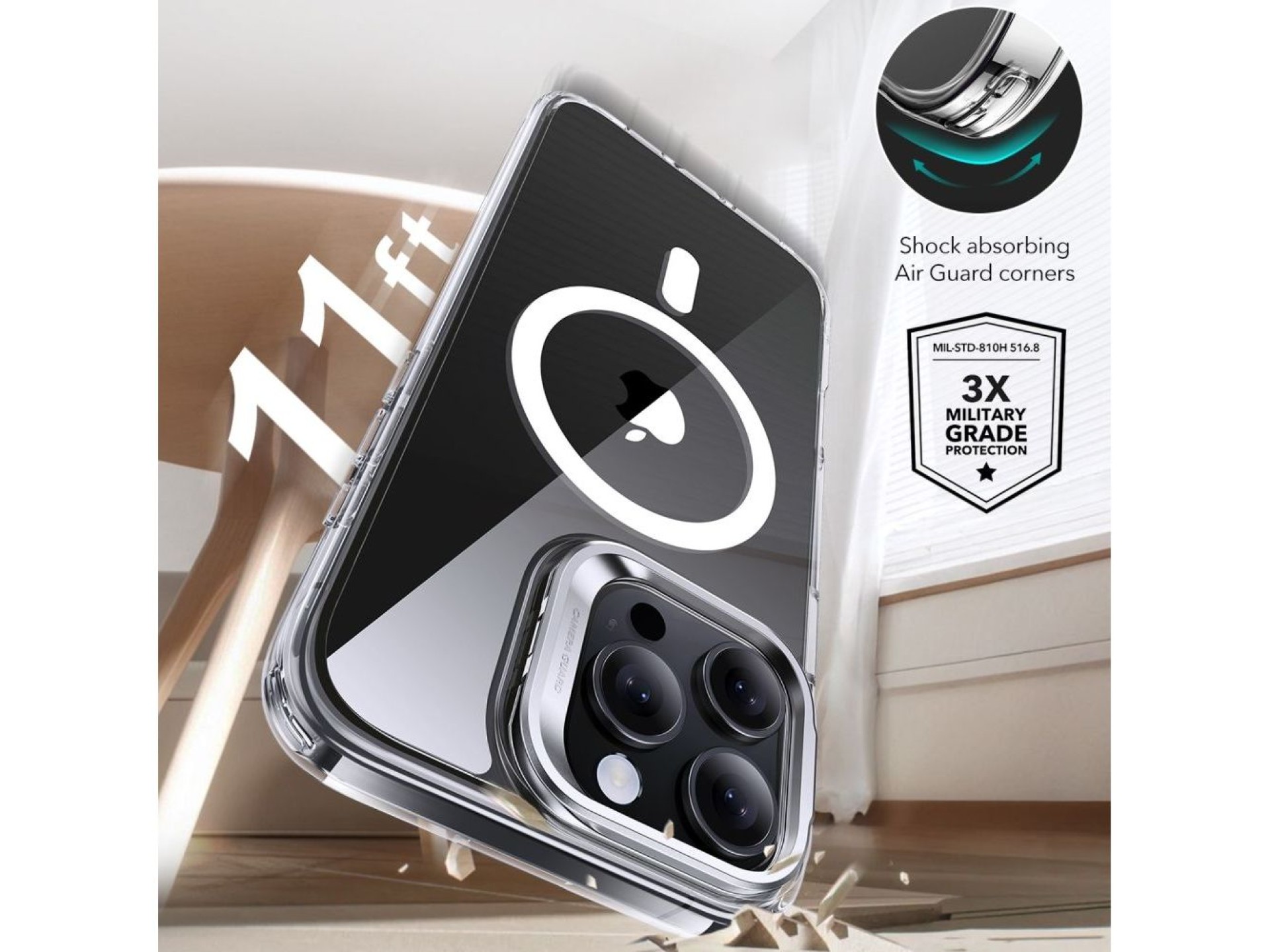 ESR Classic Hybrid Kickstand Halolock MagSafe Case Set with Stand + Tempered Glass for iPhone 16 Pro