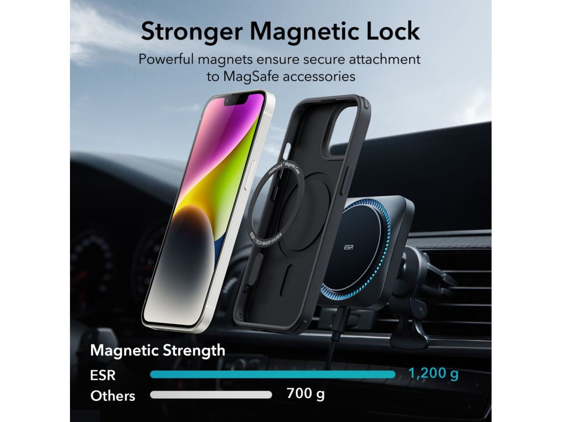 Funda ESR Classic Hybrid Halolock MagSafe para iPhone 14 Plus - Negra