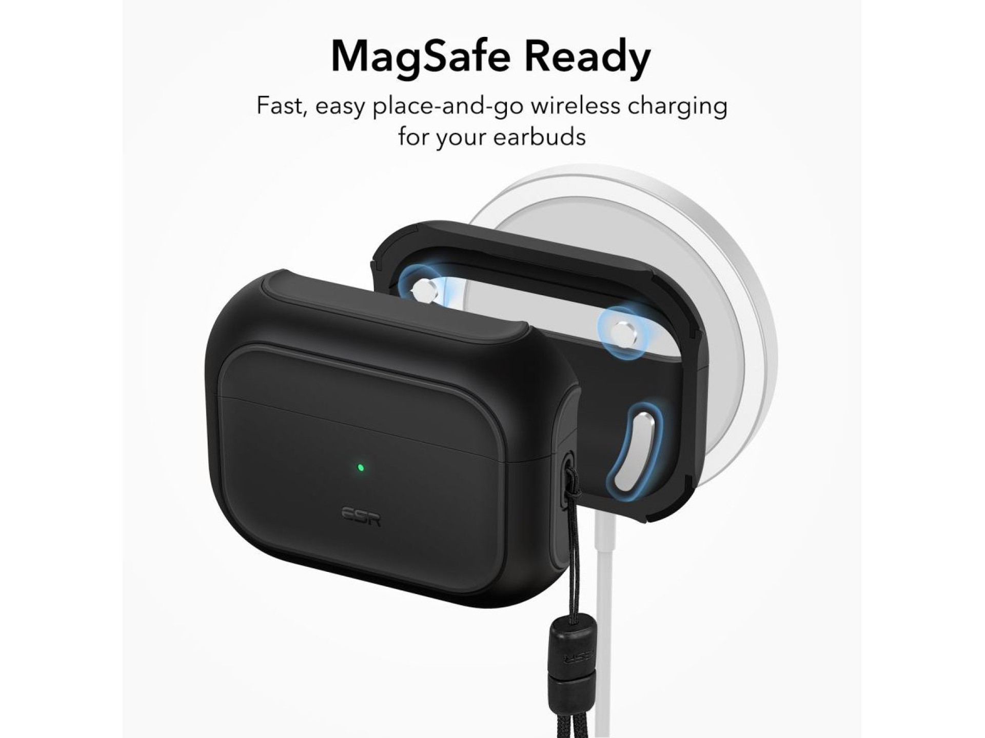 Capa ESR Orbit Halolock com MagSafe para Apple AirPods Pro 1/2 - preta