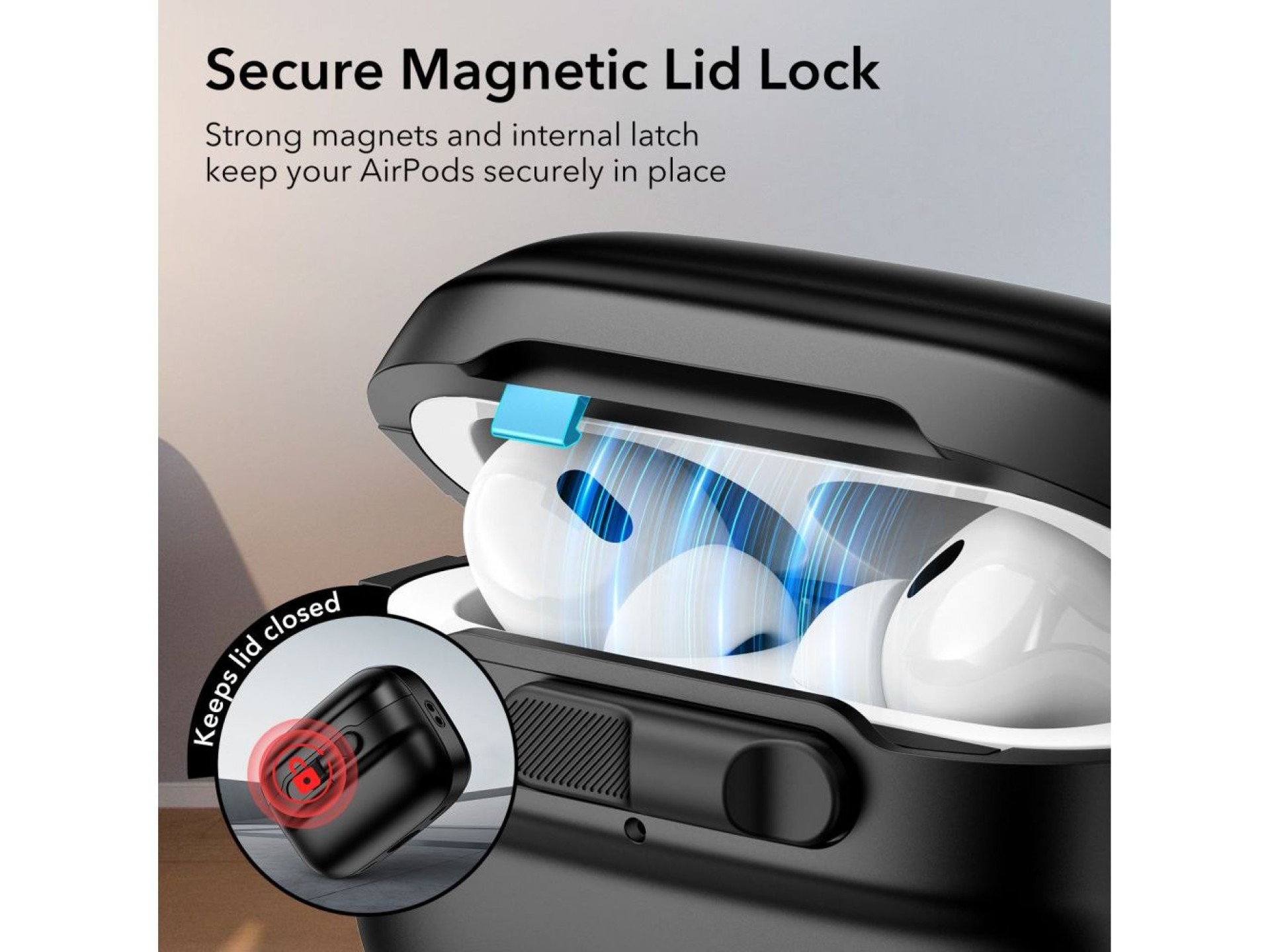 ESR Pulse Halolock Case with MagSafe for Apple AirPods Pro 1/2 - Black