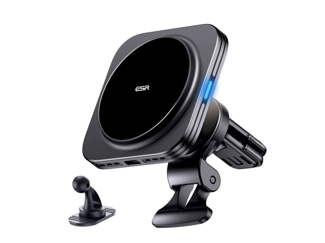 Suporte magnético para carro ESR Halolock QI2 com carregador indutivo MagSafe de 15 W para saída de