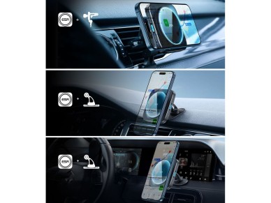 ESR Halolock Magnetic QI2 Car Holder with MagSafe 15W Inductive Charger for Air Vent - Black ESR Halolock Magnetic QI2 Car Holder with MagSafe 15W Inductive Charger for Air Vent - Black