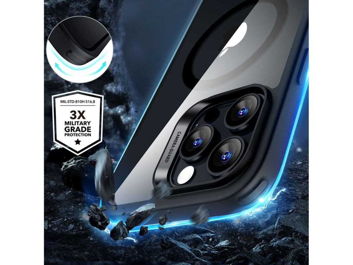 ESR Classic Hybrid Halolock MagSafe Case + Tempered Glass for iPhone 16 Pro - Clear with Black Frame