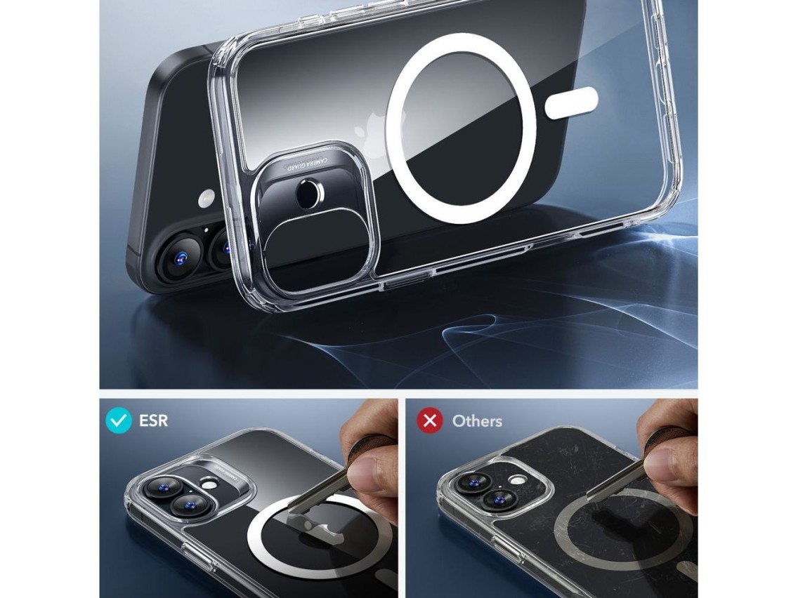 Capa ESR Classic Hybrid Halolock MagSafe + Película de Vidro Temperado para iPhone 16 - Transparente