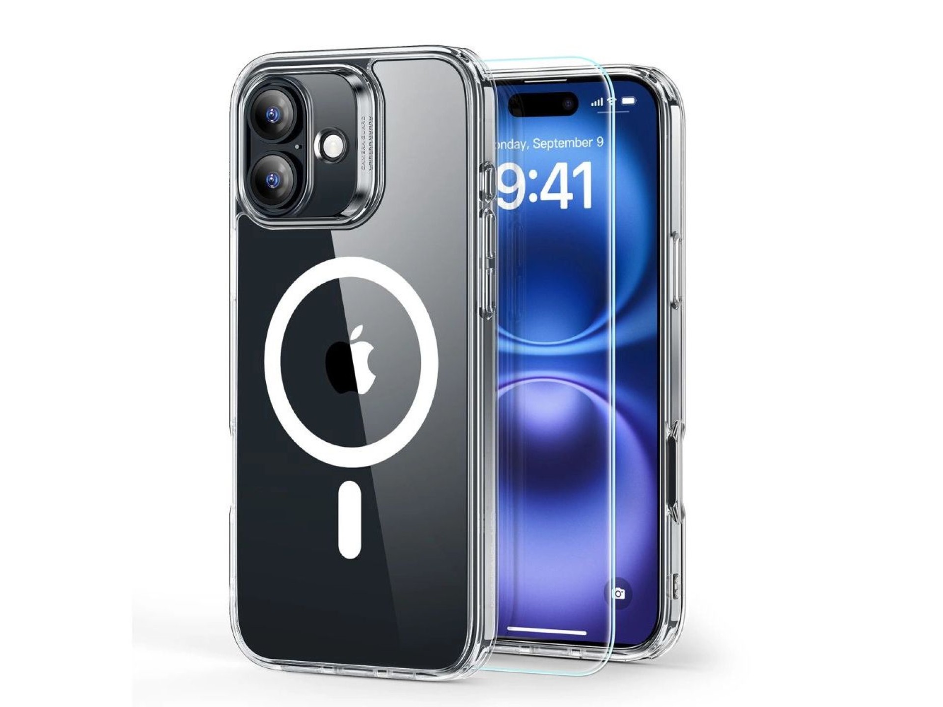 Capa ESR Classic Hybrid Halolock MagSafe + Película de Vidro Temperado para iPhone 16 - Transparente