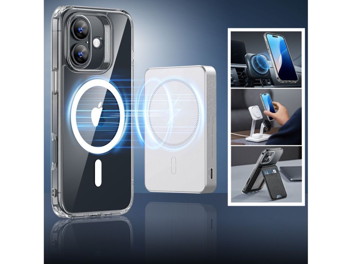 Capa ESR Classic Hybrid Halolock MagSafe + Película de Vidro Temperado para iPhone 16 - Transparente