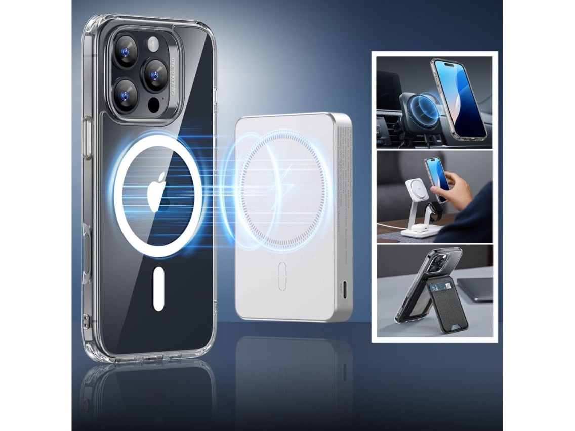 Capa ESR Classic Hybrid Halolock MagSafe + Película de Vidro Temperado para iPhone 16 Pro Max - Tran
