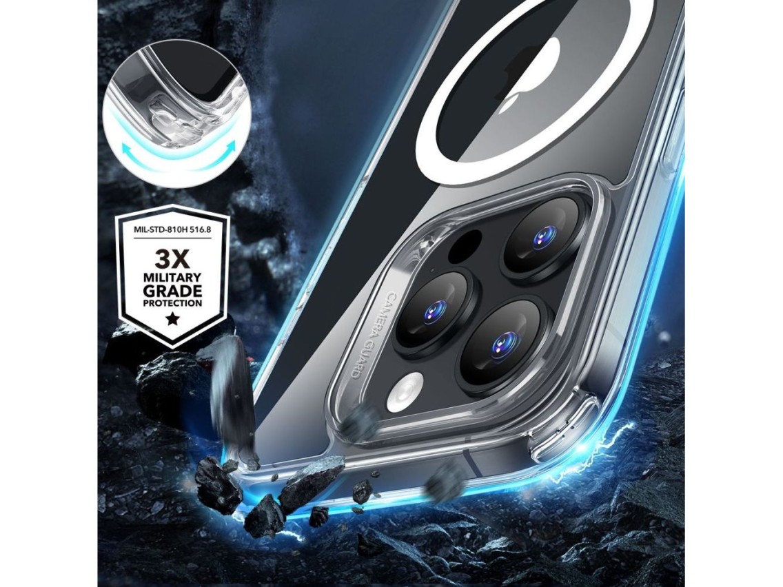 Capa ESR Classic Hybrid Halolock MagSafe + Película de Vidro Temperado para iPhone 16 Pro Max - Tran