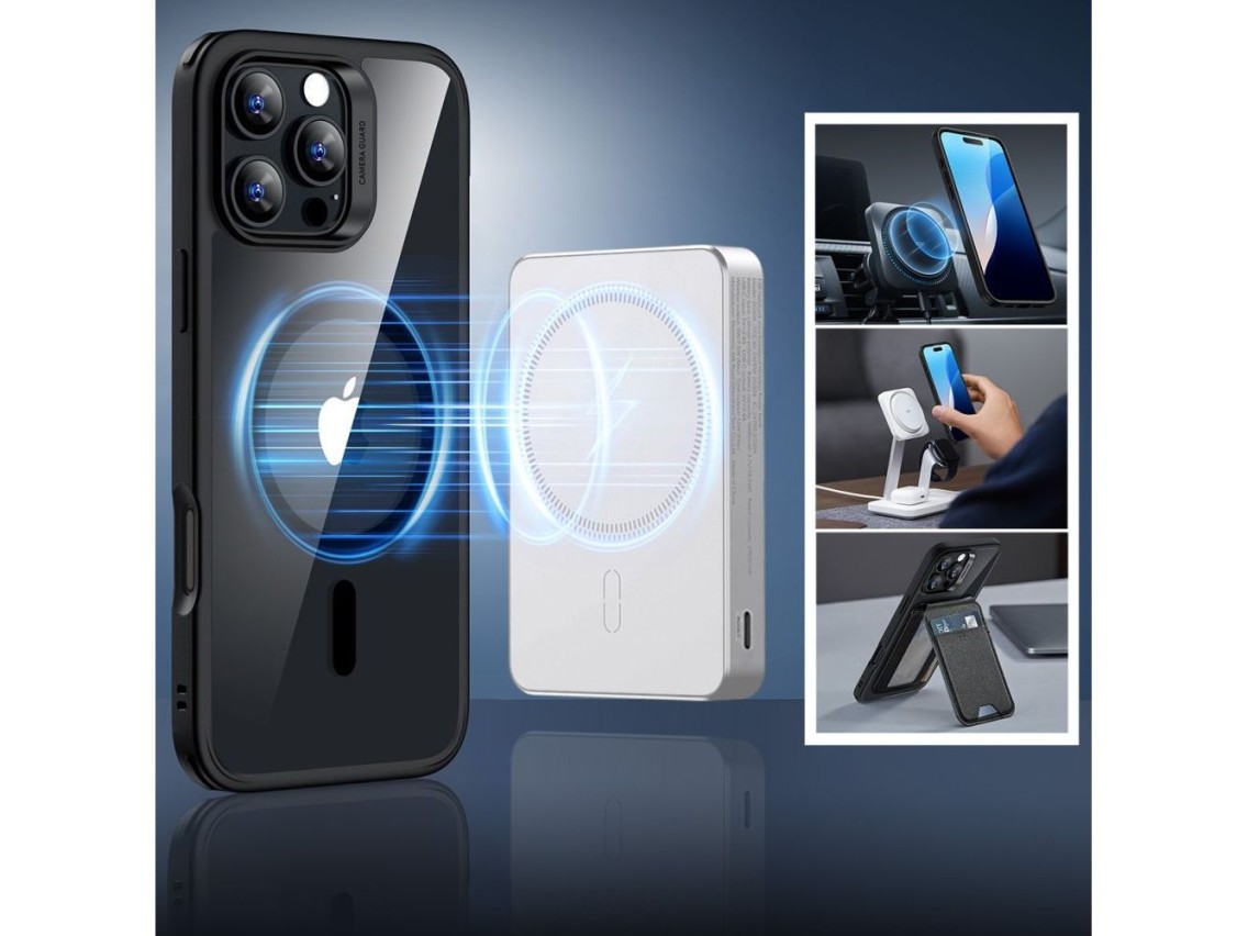 Funda ESR Classic Hybrid Halolock MagSafe + cristal templado para iPhone 16 Pro Max - Transparente c