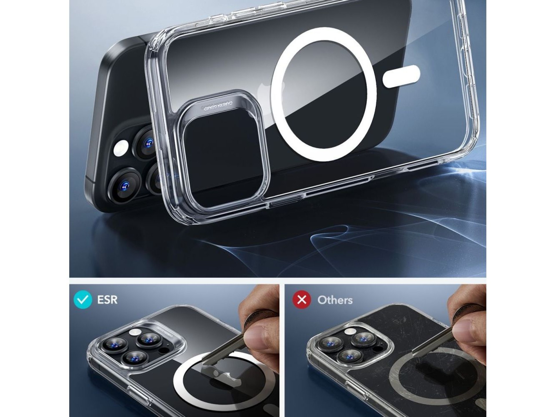 Capa ESR Classic Hybrid Halolock MagSafe + Película de Vidro Temperado para iPhone 16 Pro Max - Tran