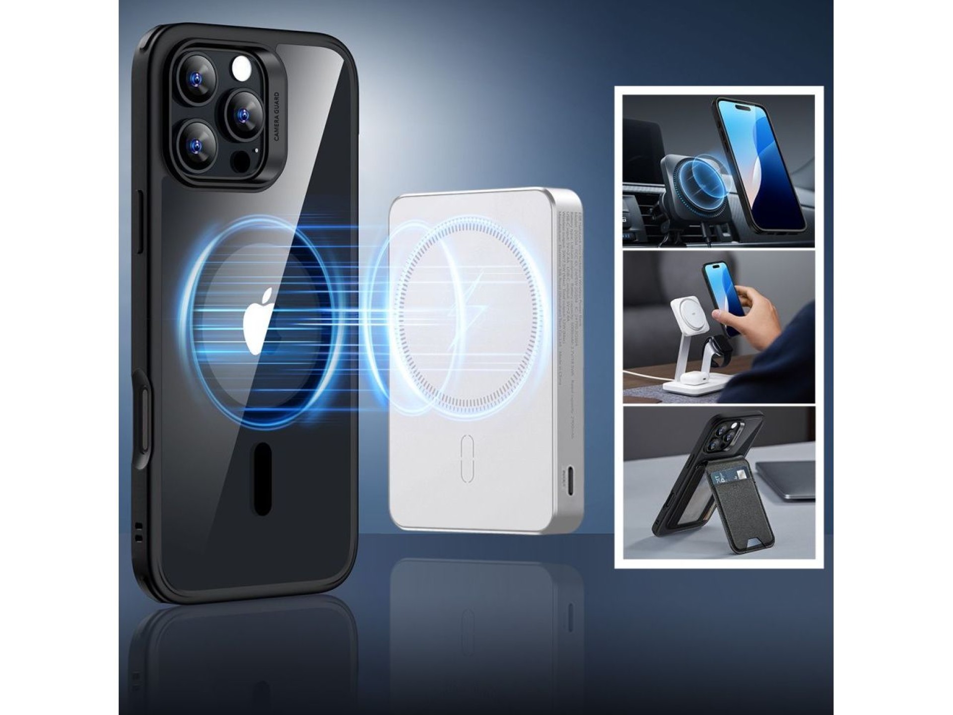 Funda ESR Classic Hybrid Halolock MagSafe + cristal templado para iPhone 16 Pro Max - Transparente c