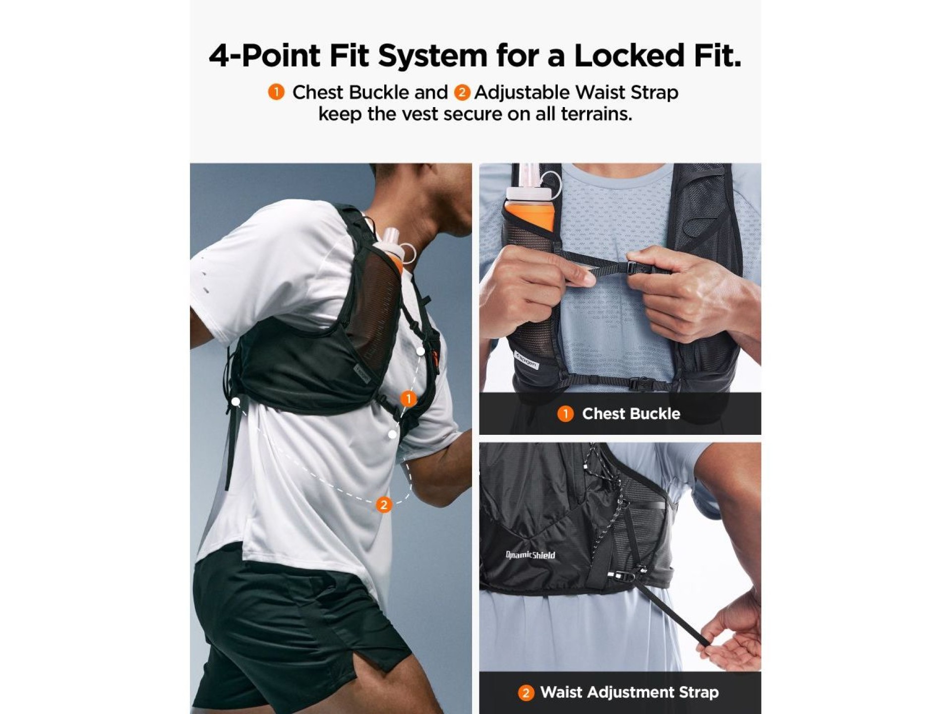 Spigen A721 Dynamic Shield L-XL Running Vest with 500 ml Soft Flask - Black