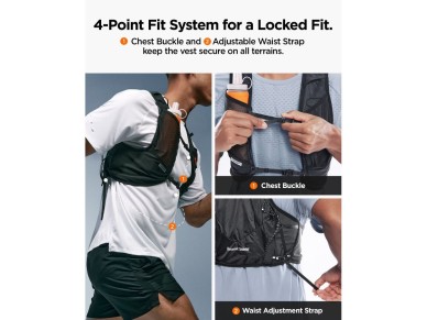 Chaleco de running Spigen A721 Dynamic Shield L-XL con bidón flexible de 500 ml - Negro Chaleco de running Spigen A721 Dynamic Shield L-XL con bidón flexible de 500 ml - Negro