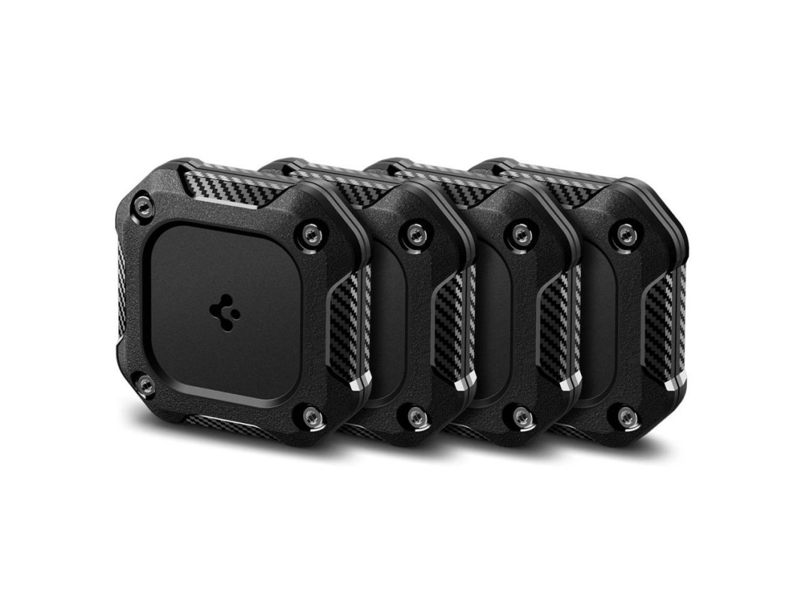 Paquete de 4 fundas Spigen Tough Armor para Apple AirTag 1/2 - Negro