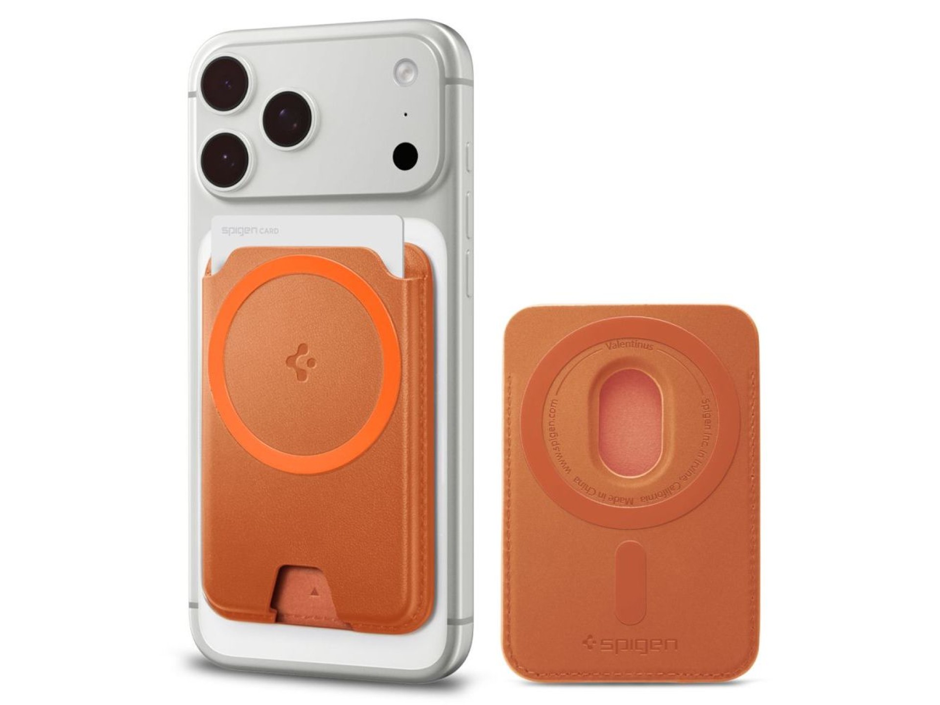 Carteira Magnética para Celular Spigen Valentinus MagFit+ MagSafe - Laranja