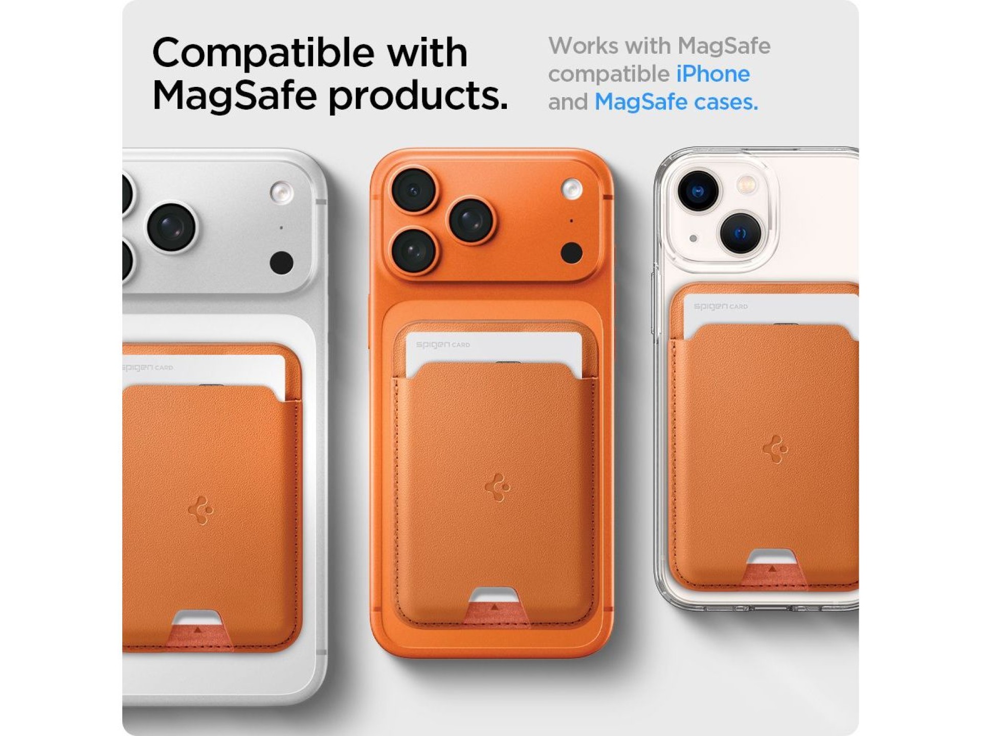 Cartera magnética para teléfono Spigen Valentinus MagSafe - Naranja