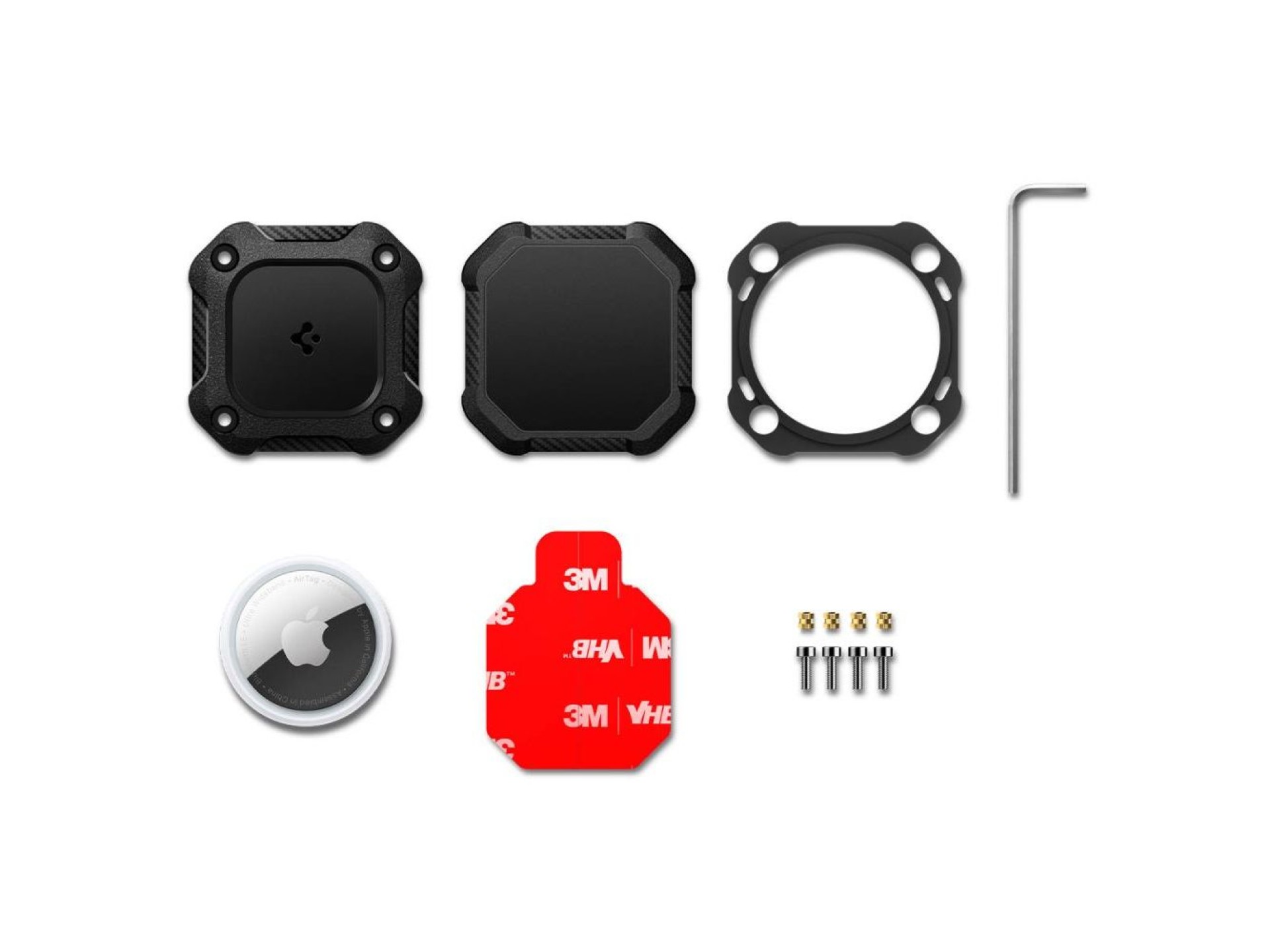 Paquete de 4 fundas Spigen Tough Armor para Apple AirTag 1/2 - Negro