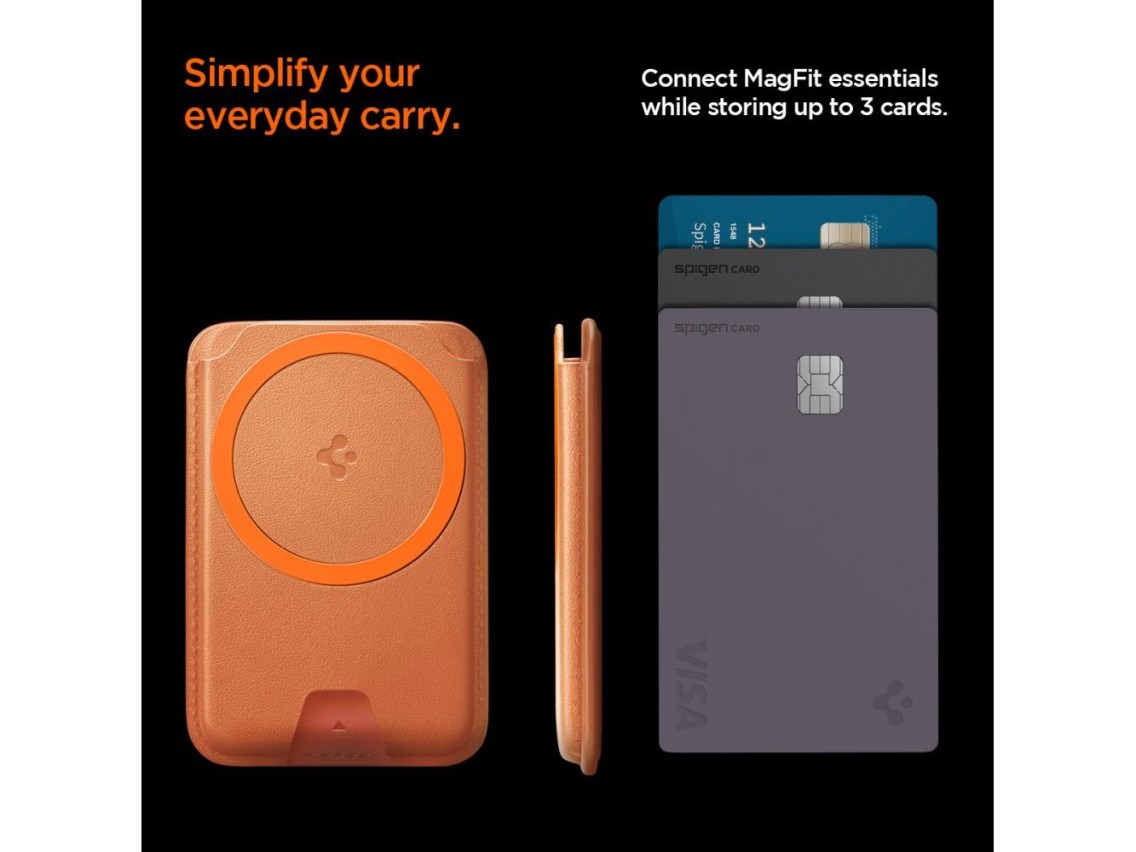 Carteira Magnética para Celular Spigen Valentinus MagFit+ MagSafe - Laranja