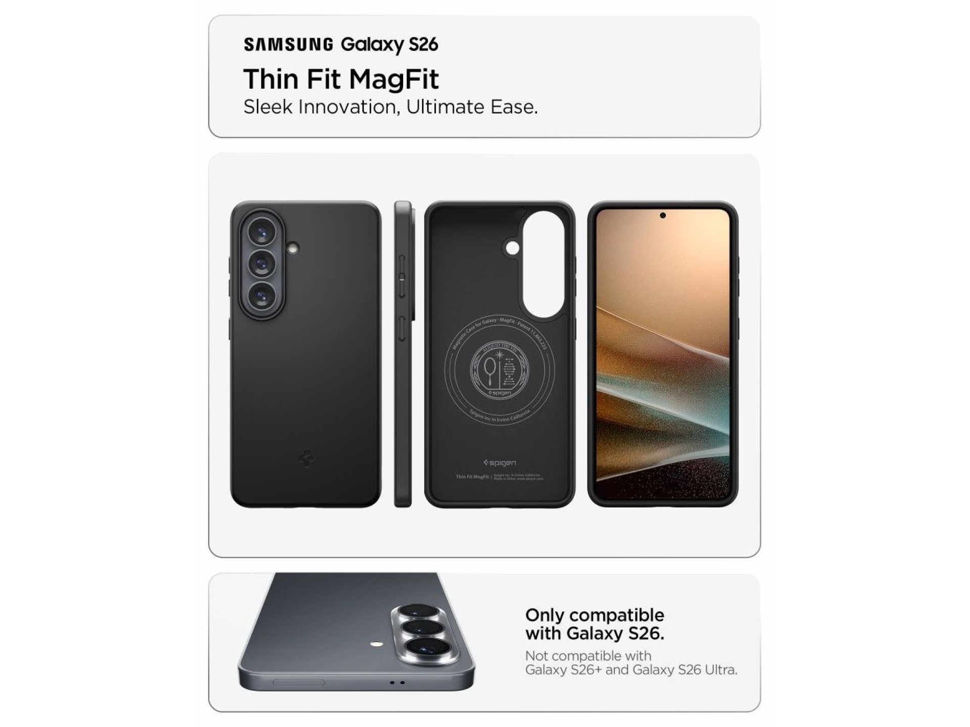 Spigen Thin Fit Mag MagSafena Samsung Galaxy S26 Case - Black