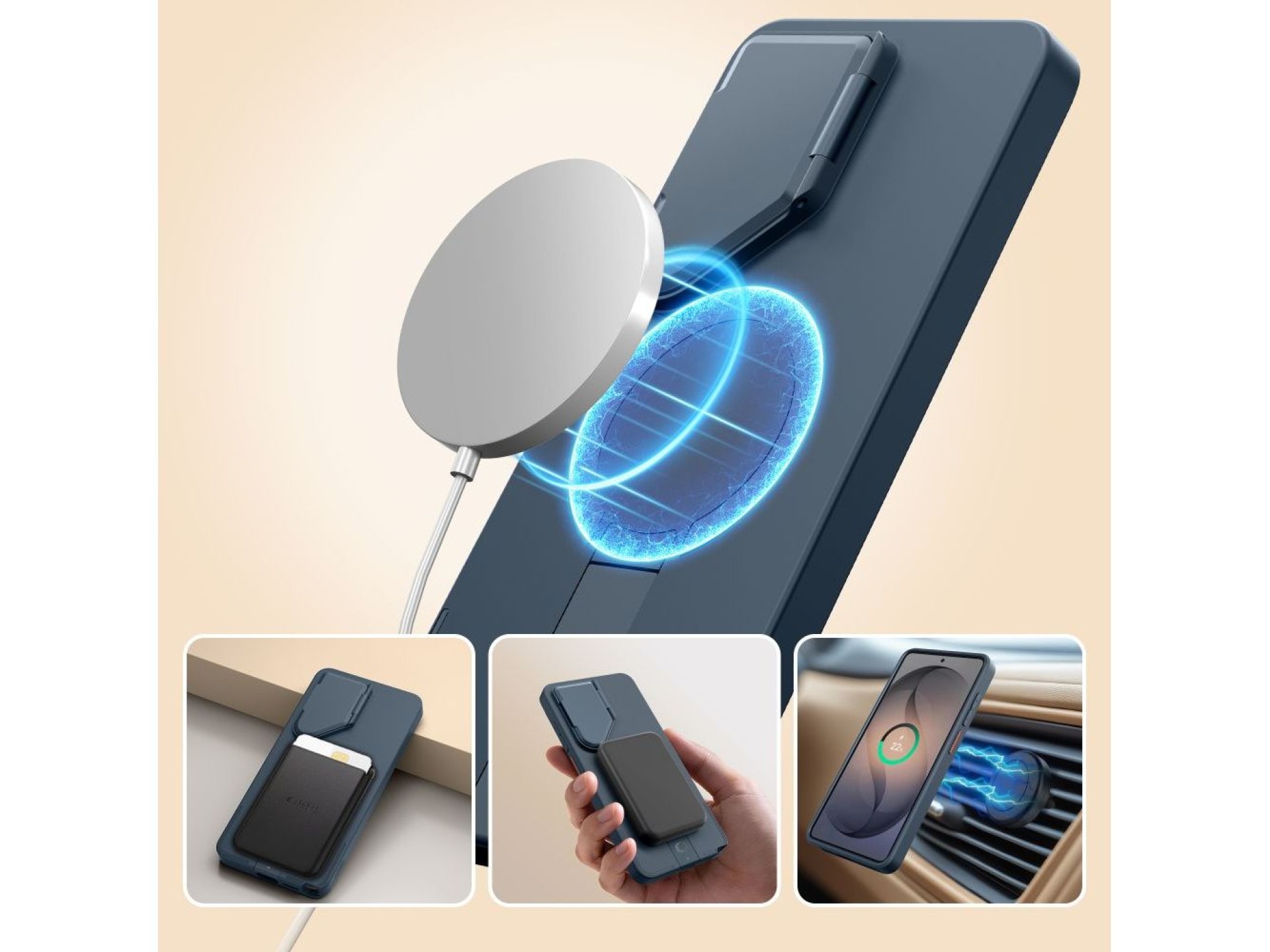 Tech-Protect Kevlar Aura MagSafe Case for Samsung Galaxy S26 Ultra - Navy Blue