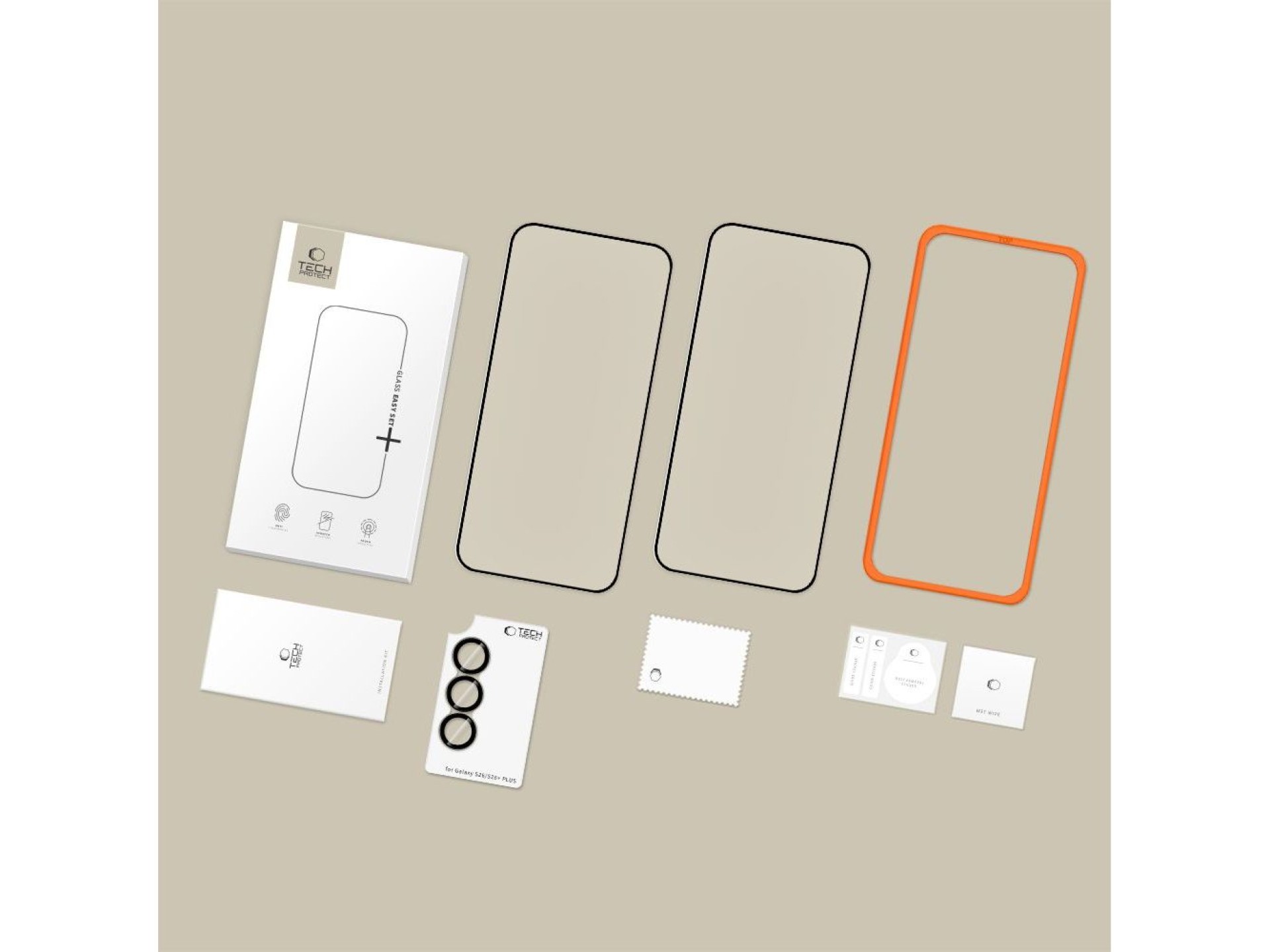 Tech-Protect Easy Set+ 3-Pack Tempered Glass for Samsung Galaxy S26 - Black