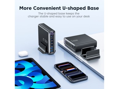 Tech-Protect DC240W-GaN Charging Station 6 Ports 4 x USB-C 2 x USB-A 240W QC3.0 - Black Tech-Protect DC240W-GaN Charging Station 6 Ports 4 x USB-C 2 x USB-A 240W QC3.0 - Black