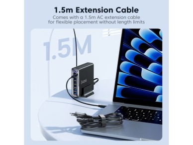 Tech-Protect DC240W-GaN Charging Station 6 Ports 4 x USB-C 2 x USB-A 240W QC3.0 - Black Tech-Protect DC240W-GaN Charging Station 6 Ports 4 x USB-C 2 x USB-A 240W QC3.0 - Black