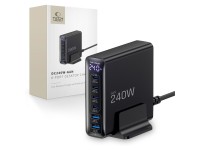 Estación de carga Tech-Protect DC240W-GaN de 6 puertos: 4 x USB-C, 2 x USB-A, 240 W, QC3.0 - Negra Estación de carga Tech-Protect DC240W-GaN de 6 puertos: 4 x USB-C, 2 x USB-A, 240 W, QC3.0 - Negra