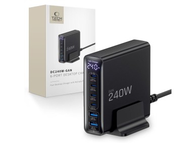 Tech-Protect DC240W-GaN Charging Station 6 Ports 4 x USB-C 2 x USB-A 240W QC3.0 - Black Tech-Protect DC240W-GaN Charging Station 6 Ports 4 x USB-C 2 x USB-A 240W QC3.0 - Black