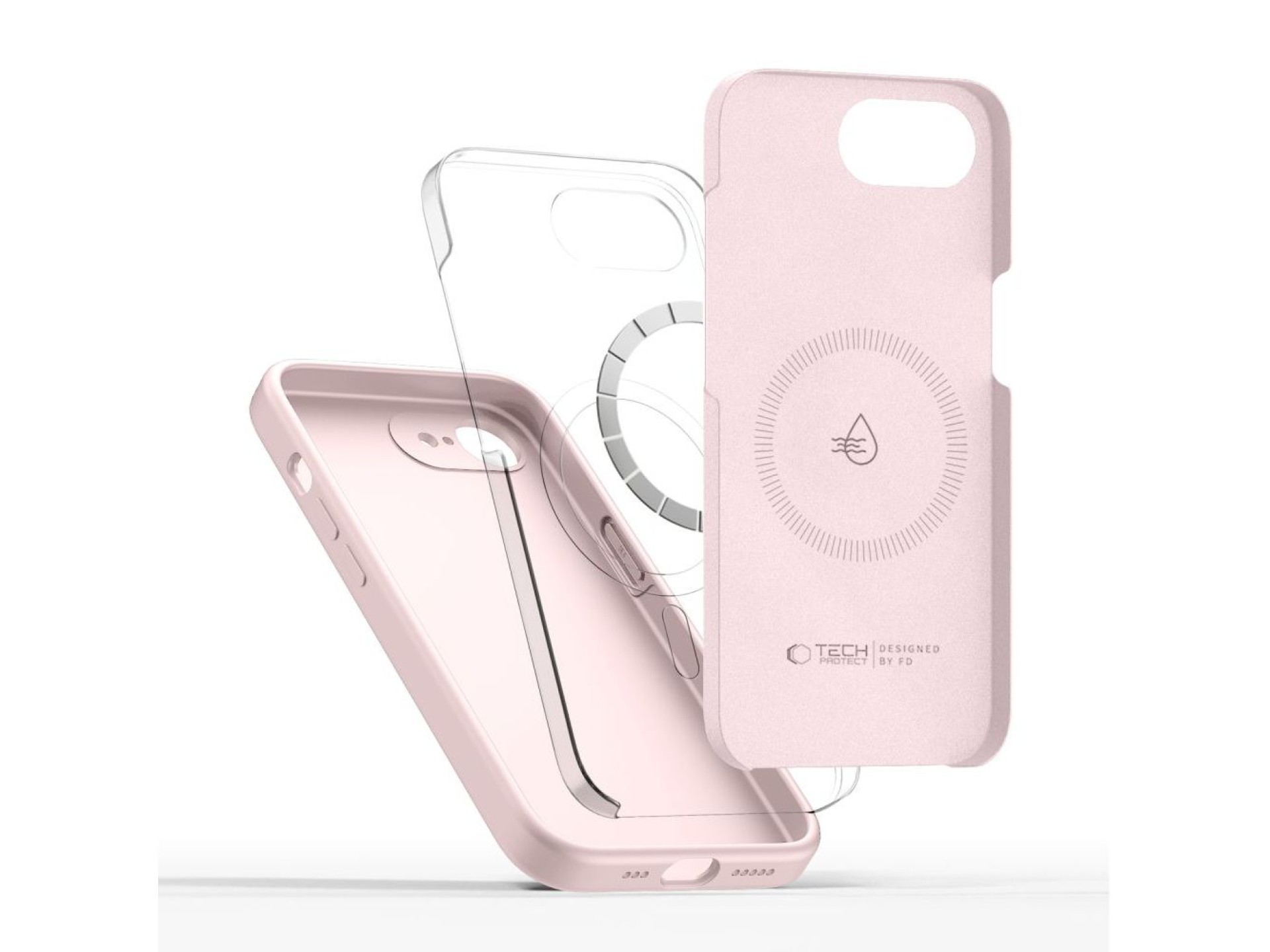 Capa de silicone Tech-Protect MagSafe para iPhone 16e / 17e - Rosa