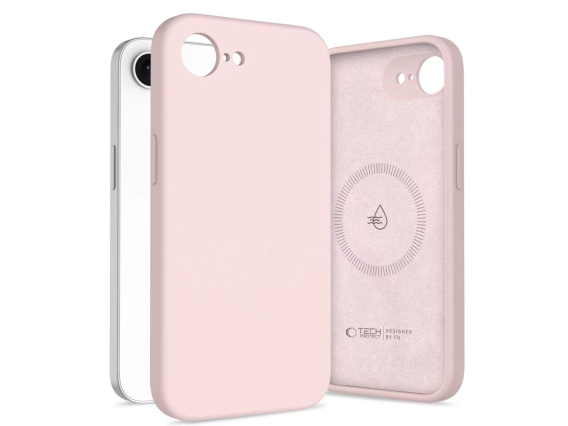 Capa de silicone Tech-Protect MagSafe para iPhone 16e / 17e - Rosa