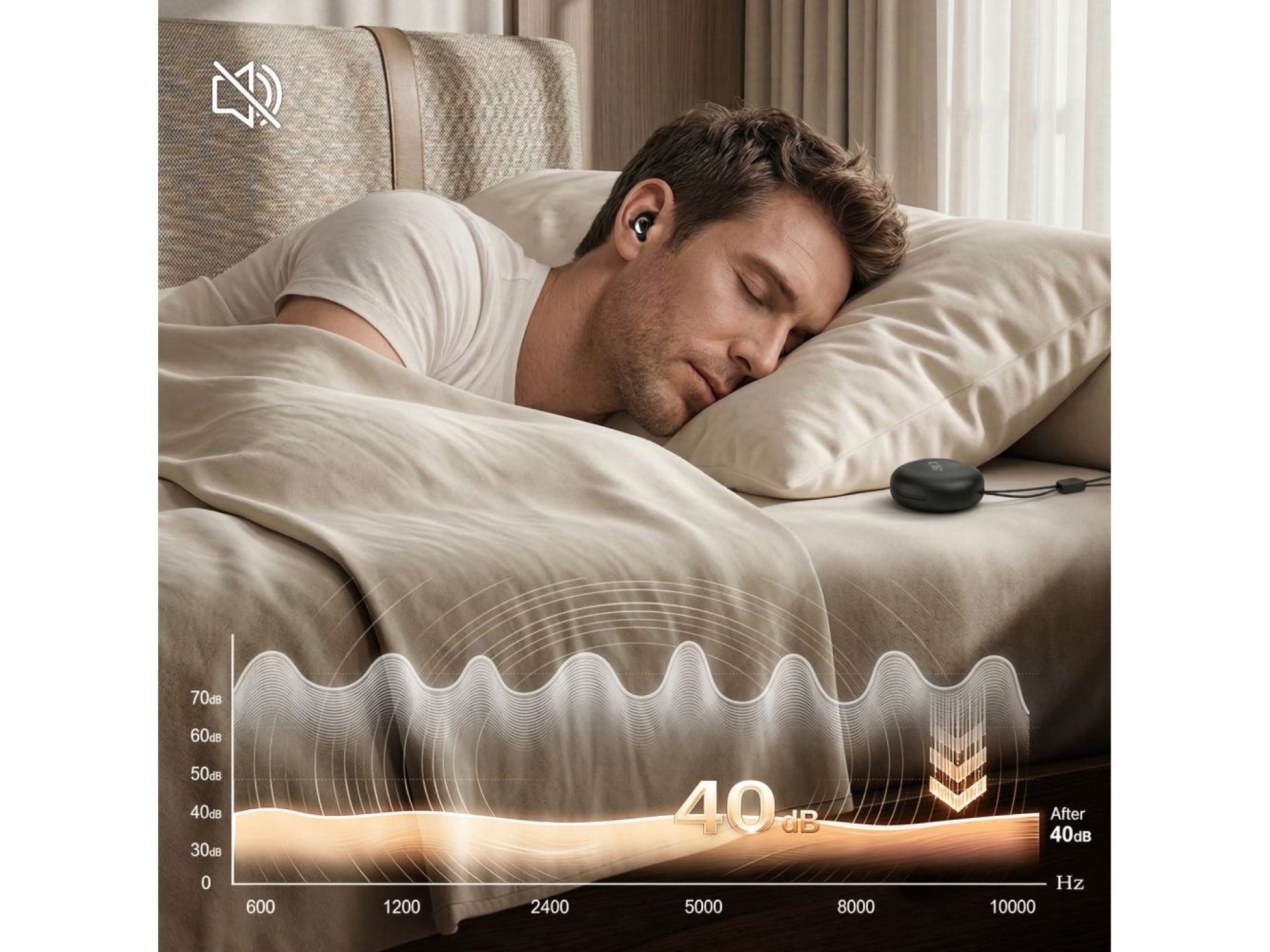 Tapones para los oídos de silicona Tech-Protect QuietFit con filtro acústico - Negro