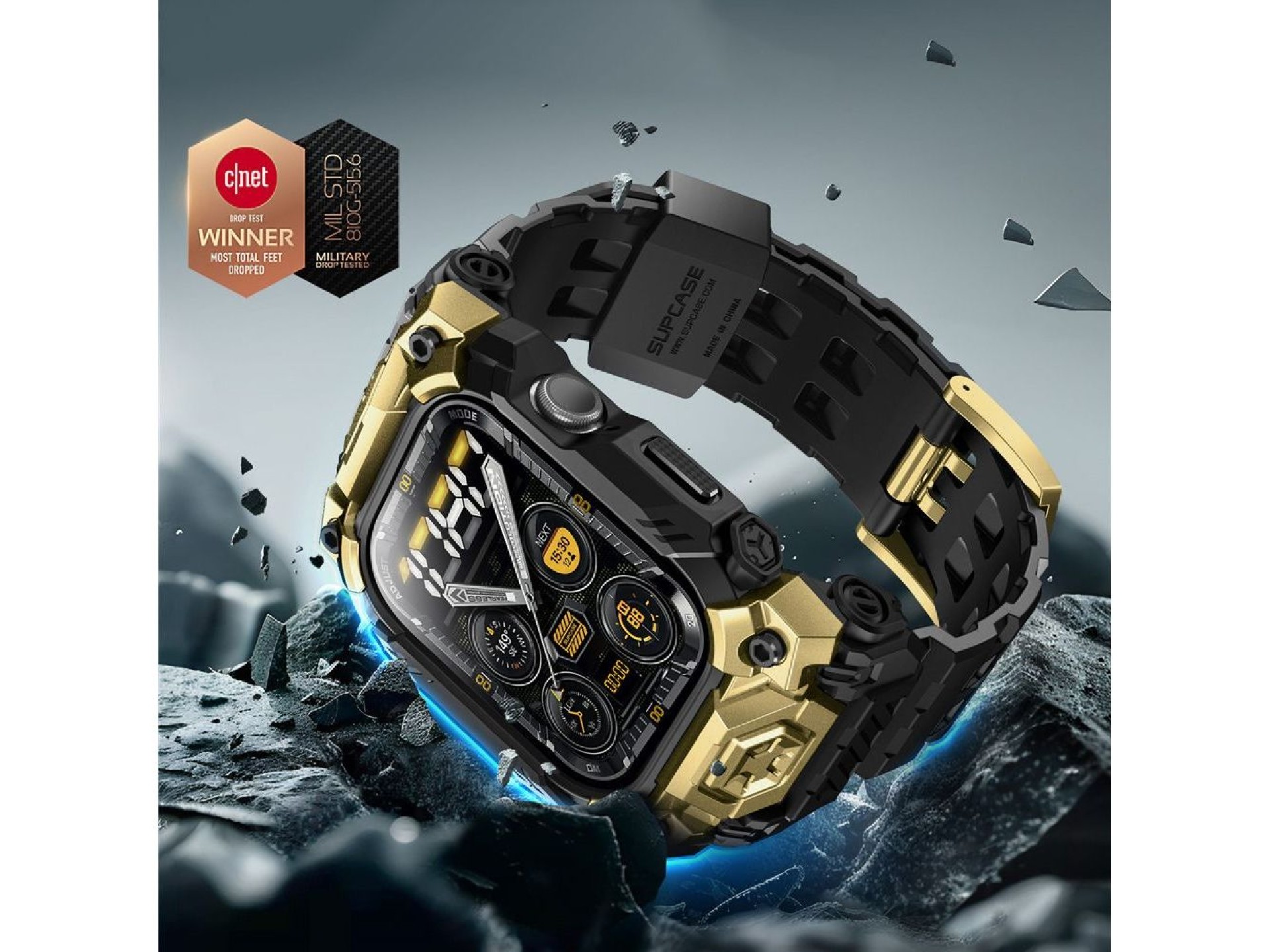 Supcase Unicorn Beetle Ore Case for Apple Watch 10/11 (46 mm) - Black and Gold