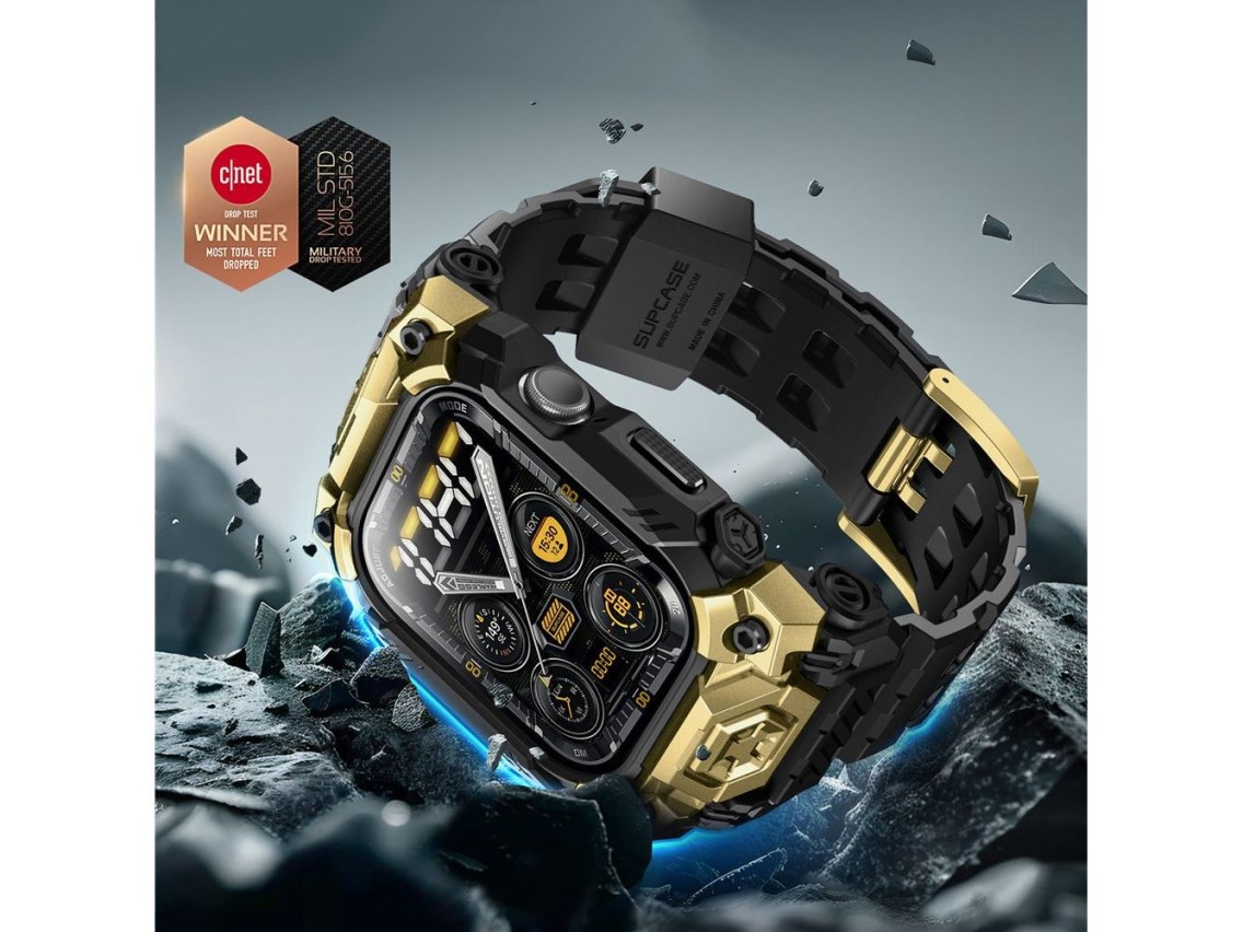 Capa Supcase Unicorn Beetle Ore para Apple Watch 10/11 (46 mm) - Preto e Dourado