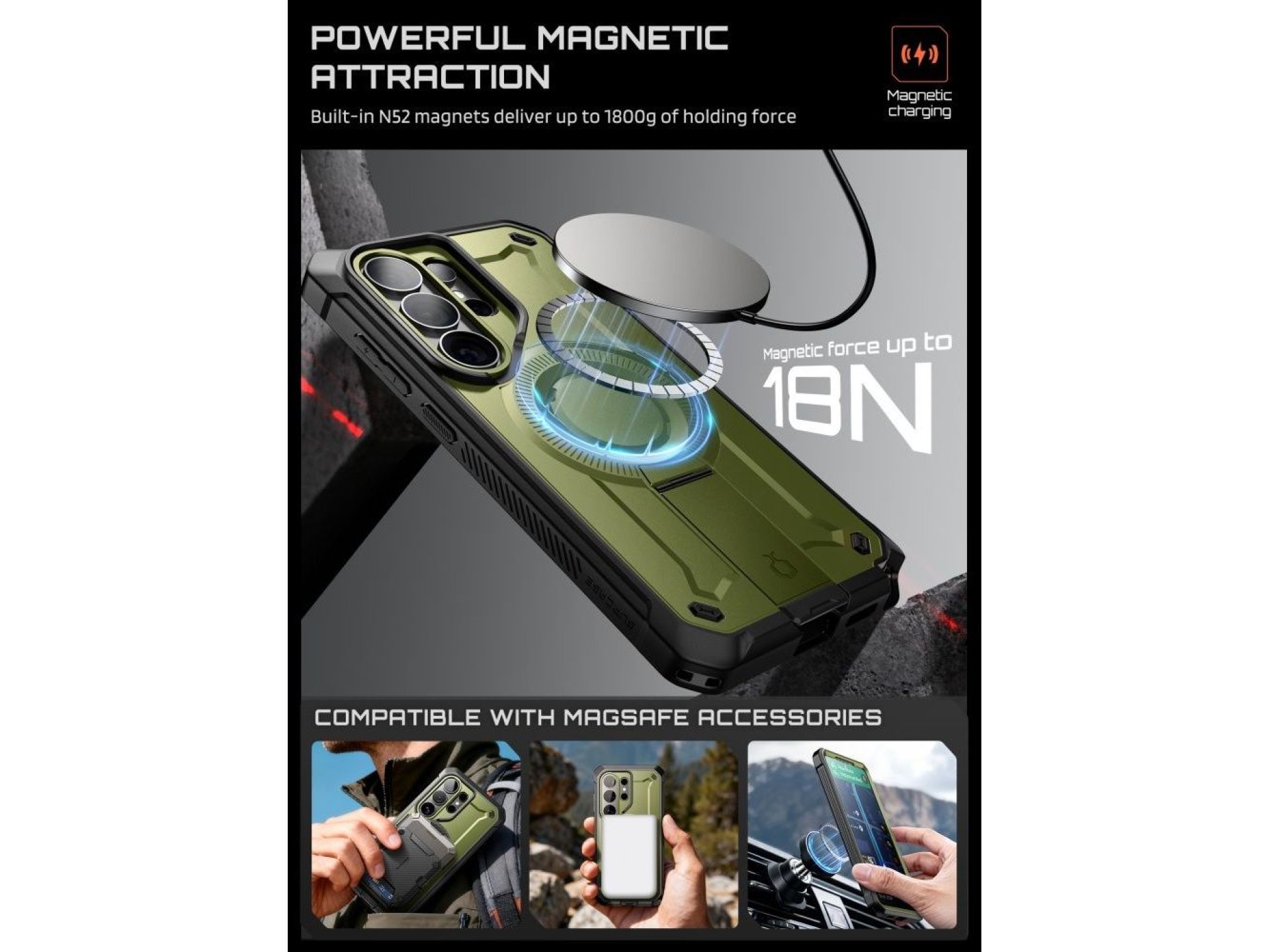 Funda Supcase Unicorn Beetle Pro Mag MagSafe de 2 piezas para Samsung Galaxy S26 Ultra - Verde y neg
