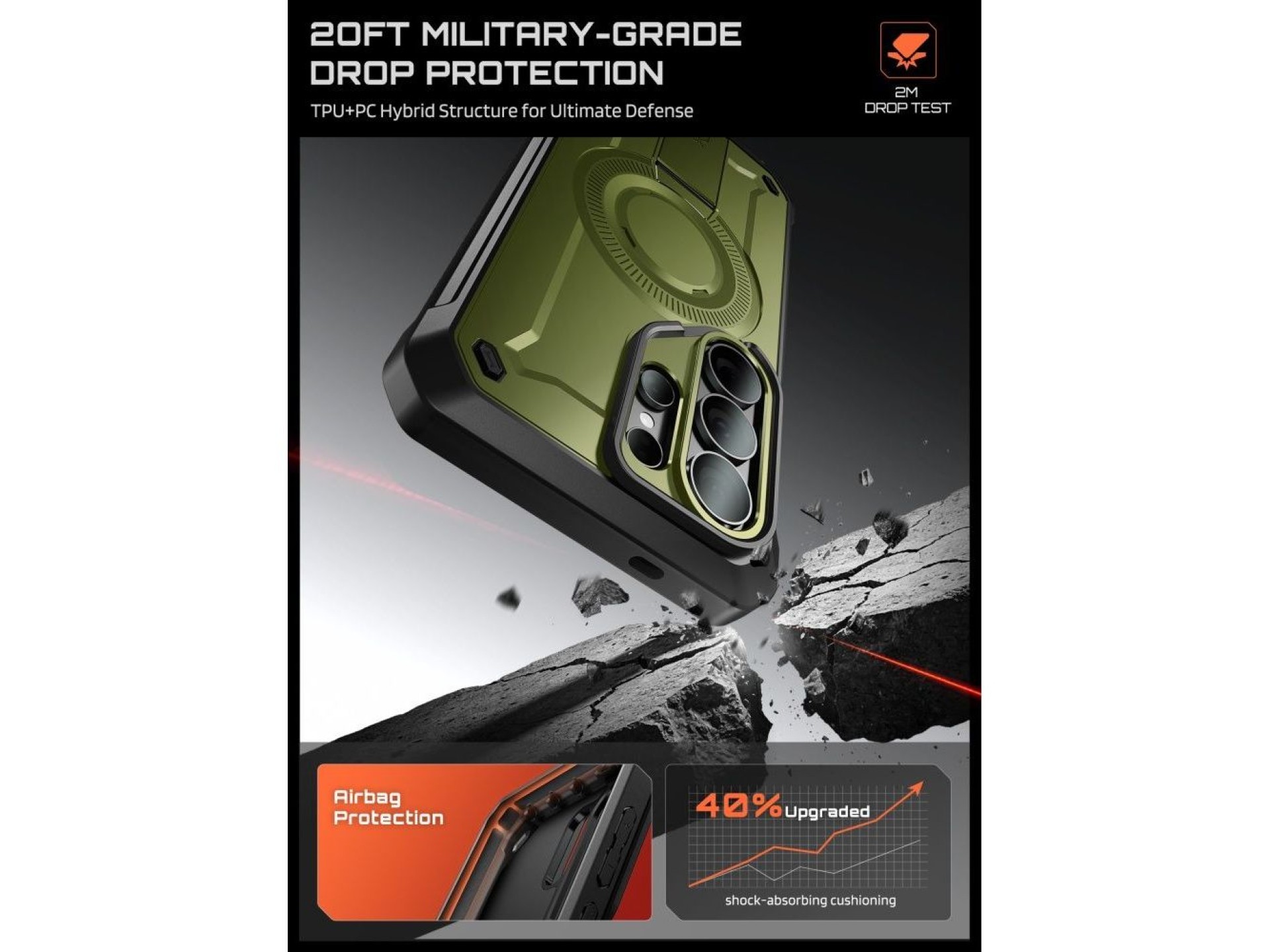 Funda Supcase Unicorn Beetle Pro Mag MagSafe de 2 piezas para Samsung Galaxy S26 Ultra - Verde y neg