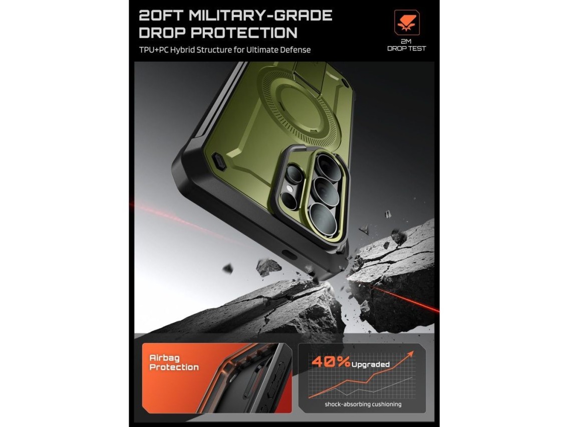 Funda Supcase Unicorn Beetle Pro Mag MagSafe de 2 piezas para Samsung Galaxy S26 Ultra - Verde y neg