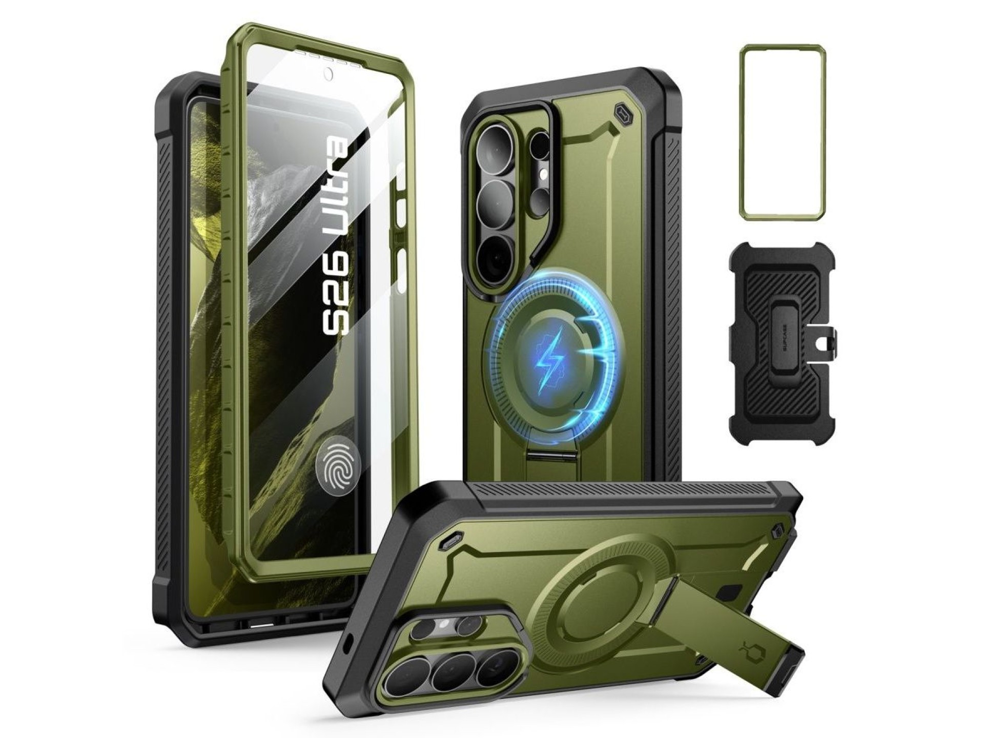 Funda Supcase Unicorn Beetle Pro Mag MagSafe de 2 piezas para Samsung Galaxy S26 Ultra - Verde y neg