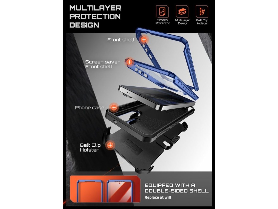 Supcase Unicorn Beetle Pro Mag MagSafe 2-set Case for Samsung Galaxy S26 Ultra - Black and Navy Blue