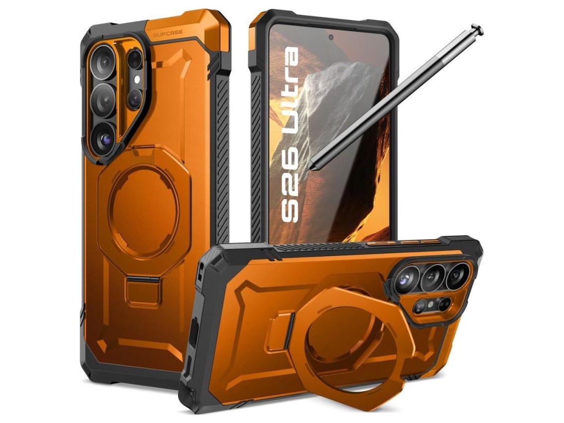 Funda Supcase UB Grip Mag MagSafe para Samsung Galaxy S26 Ultra - Naranja y negro
