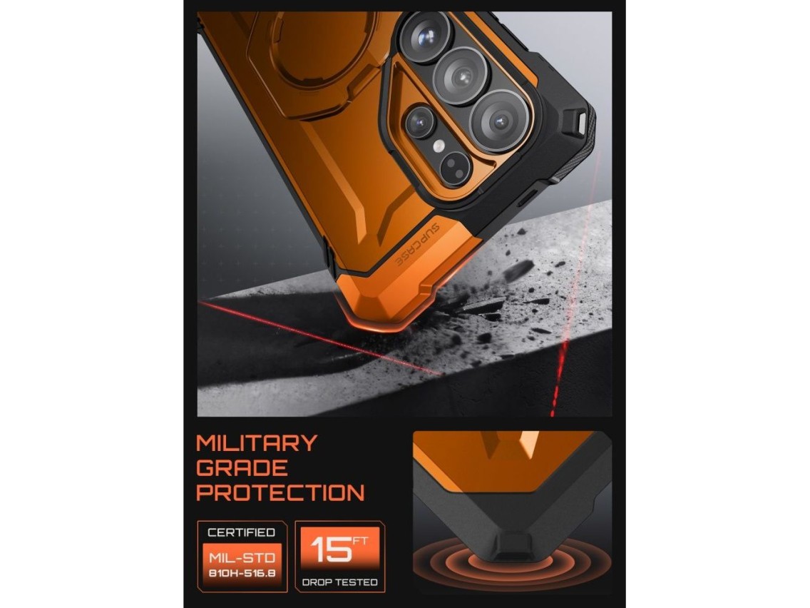 Funda Supcase UB Grip Mag MagSafe para Samsung Galaxy S26 Ultra - Naranja y negro