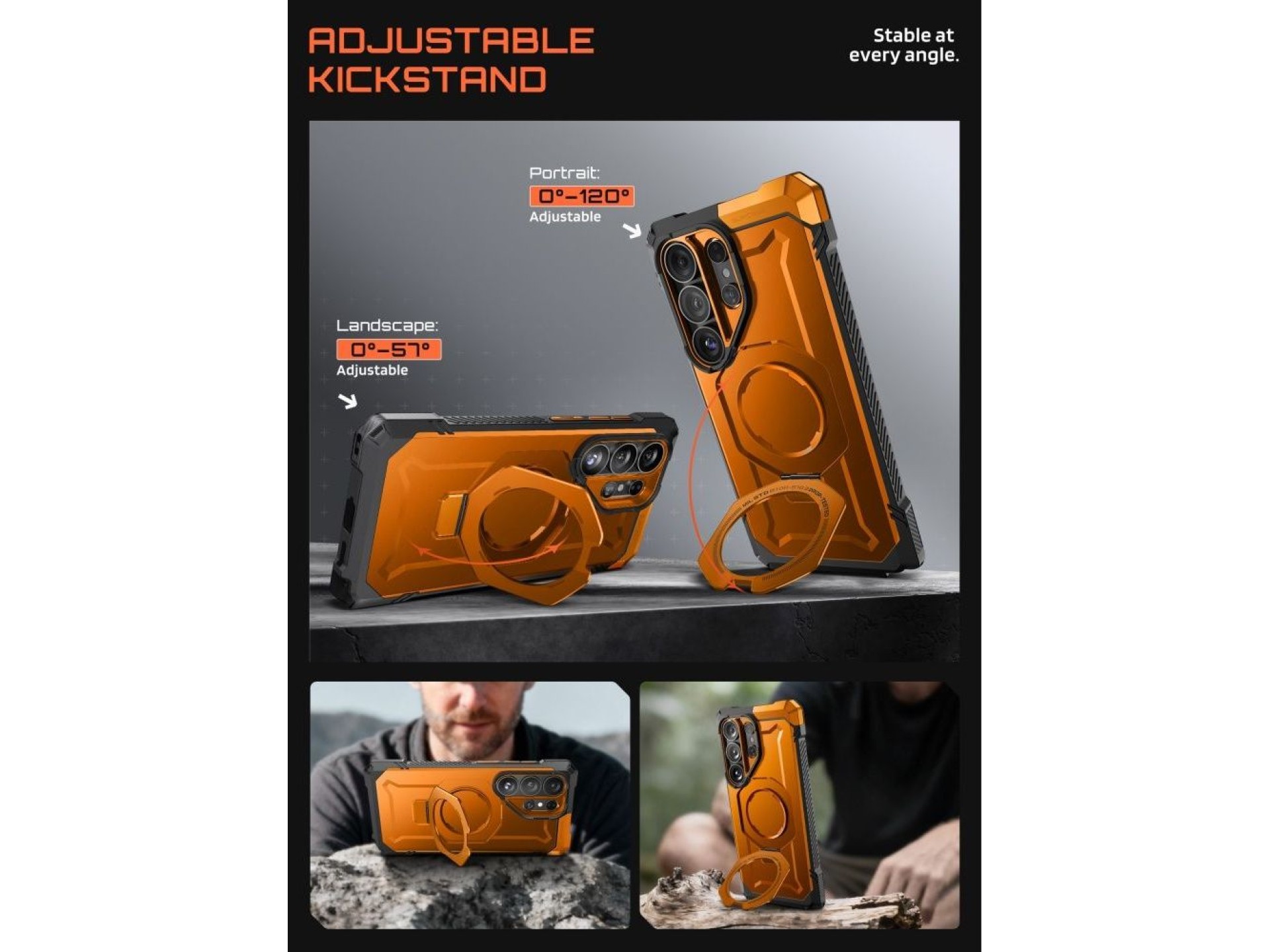 Funda Supcase UB Grip Mag MagSafe para Samsung Galaxy S26 Ultra - Naranja y negro