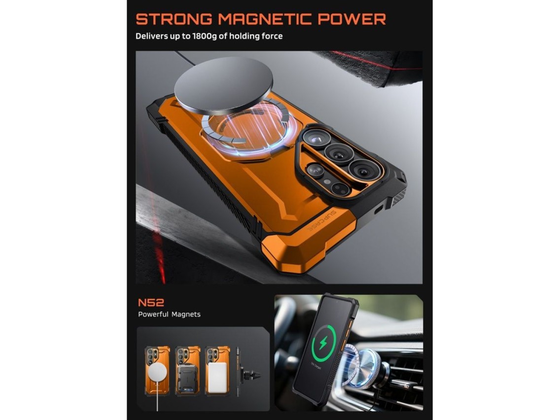 Funda Supcase UB Grip Mag MagSafe para Samsung Galaxy S26 Ultra - Naranja y negro
