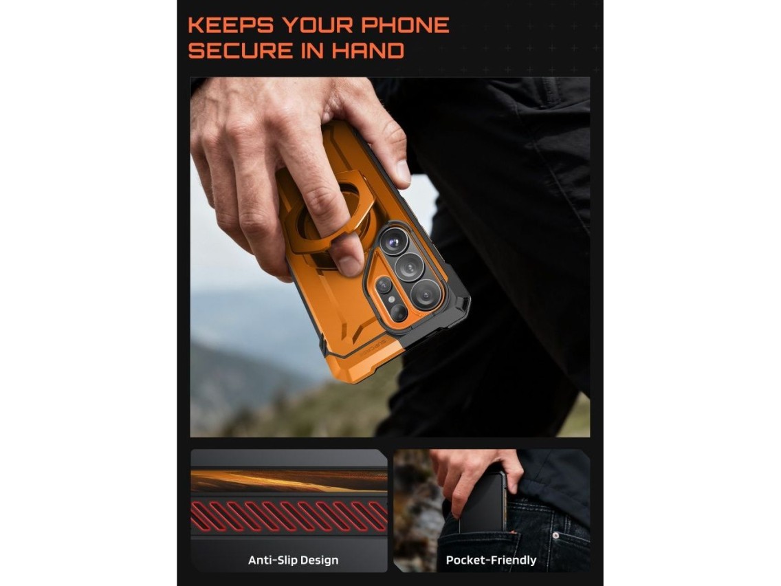 Funda Supcase UB Grip Mag MagSafe para Samsung Galaxy S26 Ultra - Naranja y negro