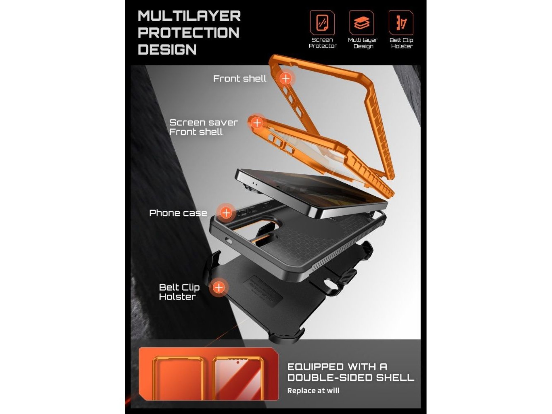 Conjunto de 2 capas Supcase Unicorn Beetle Pro Mag MagSafe para Samsung Galaxy S26 Ultra - Preto e L