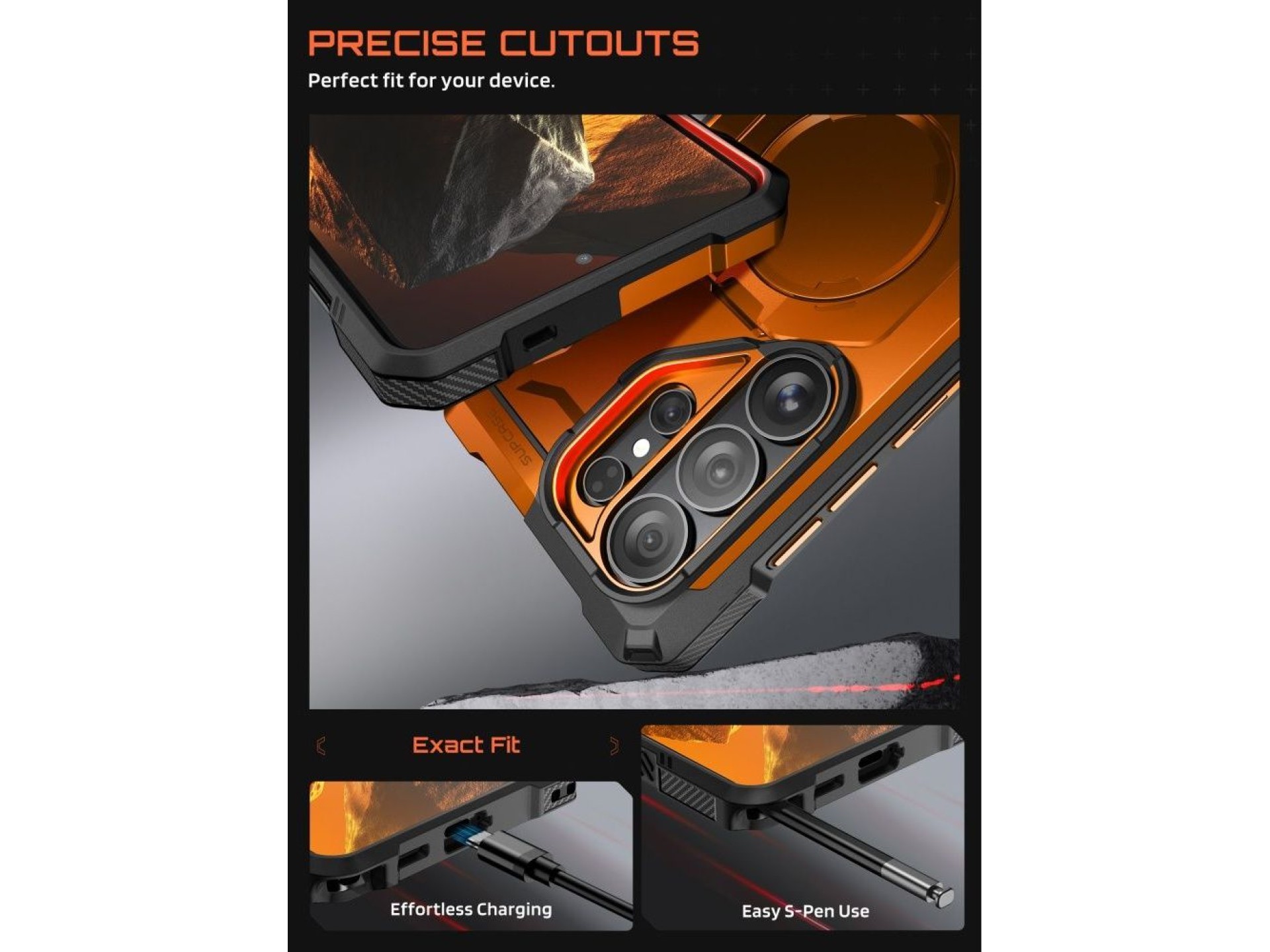 Funda Supcase UB Grip Mag MagSafe para Samsung Galaxy S26 Ultra - Naranja y negro