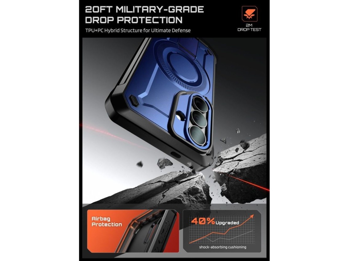 Conjunto de 2 capas Supcase Unicorn Beetle Pro Mag MagSafe para Samsung Galaxy S26 - Azul Marinho e