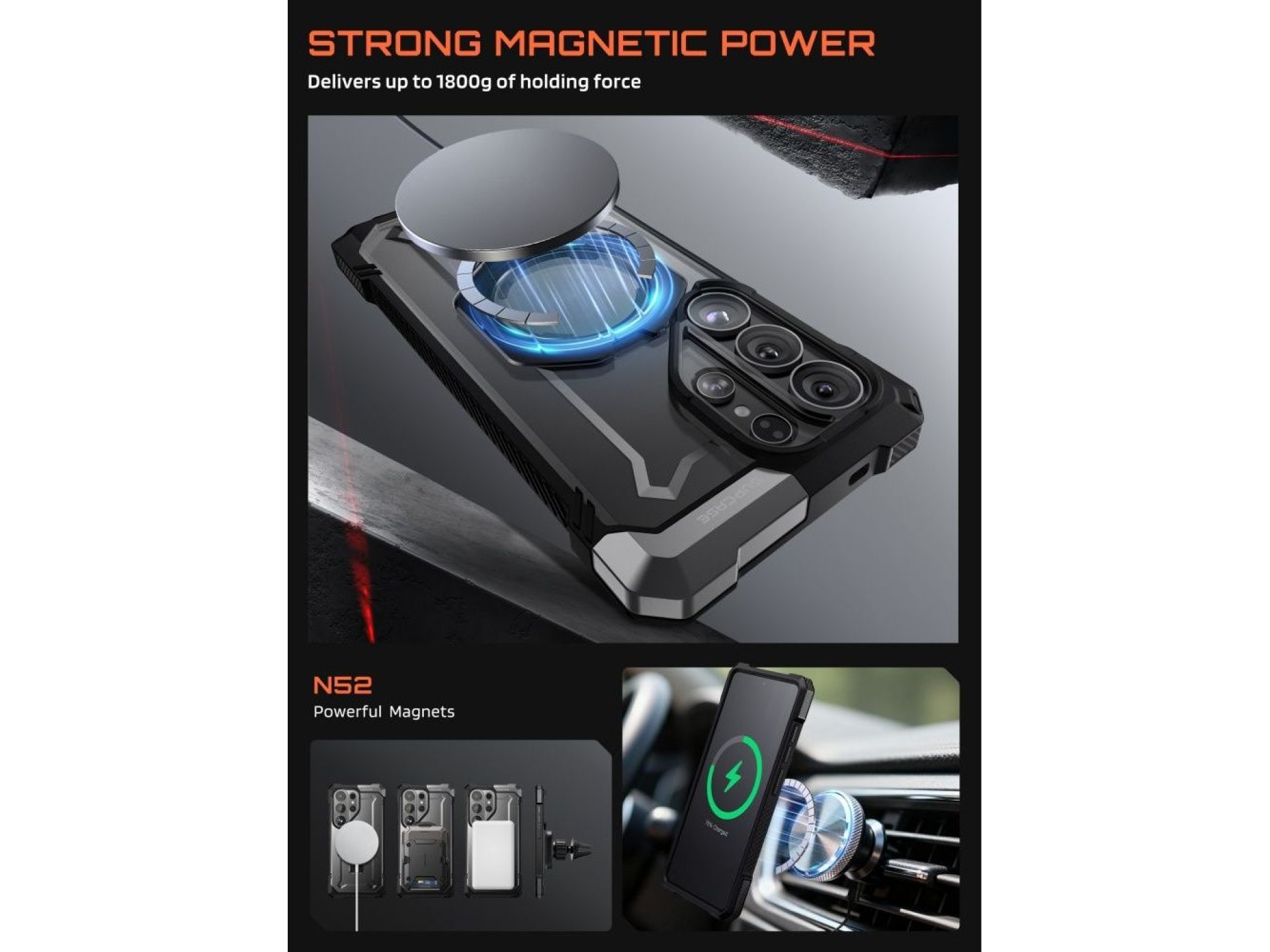 Capa Supcase UB Grip Mag MagSafe para Samsung Galaxy S26 Ultra - Preta